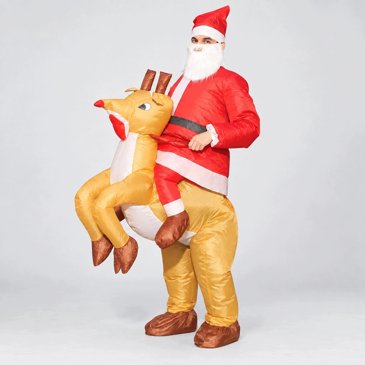 Santa costume on reindeer inflatable Christmas Manufacturer code F416