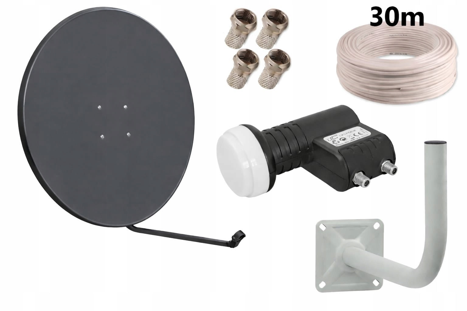 Satellite Antenna 90 cm Graphite – Complete Set SAT TWIN Holder Brand MAT-COMPANY