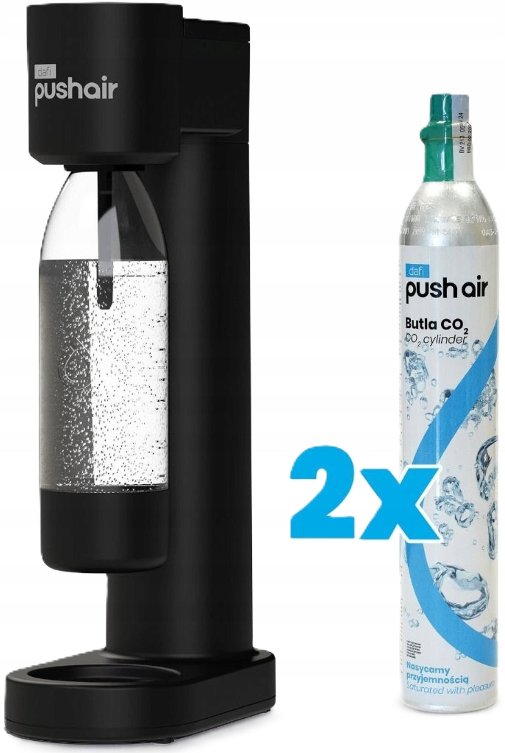Saturator DAFI PushAir Black with two cartridges + bottle Dominant color black