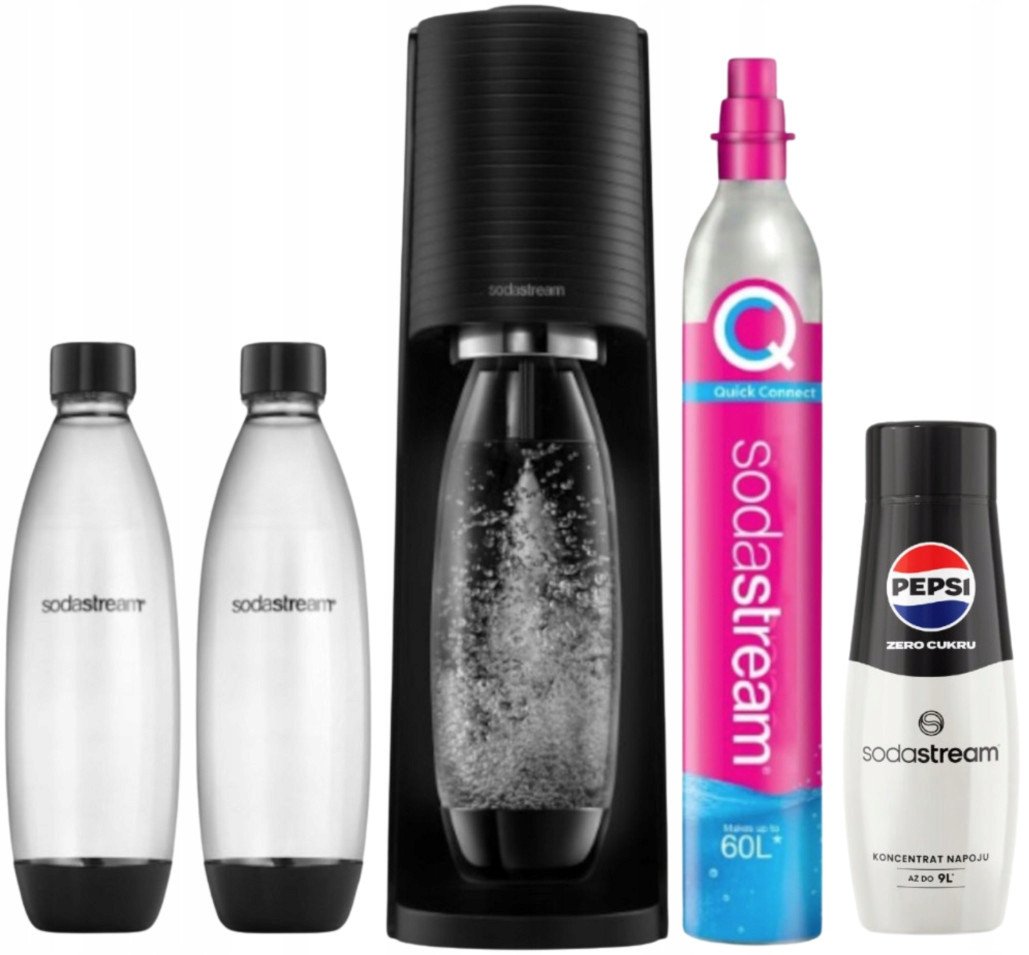 Saturator Sodastream Terra + 2 bottles + gas Black + Pepsi Max syrup
