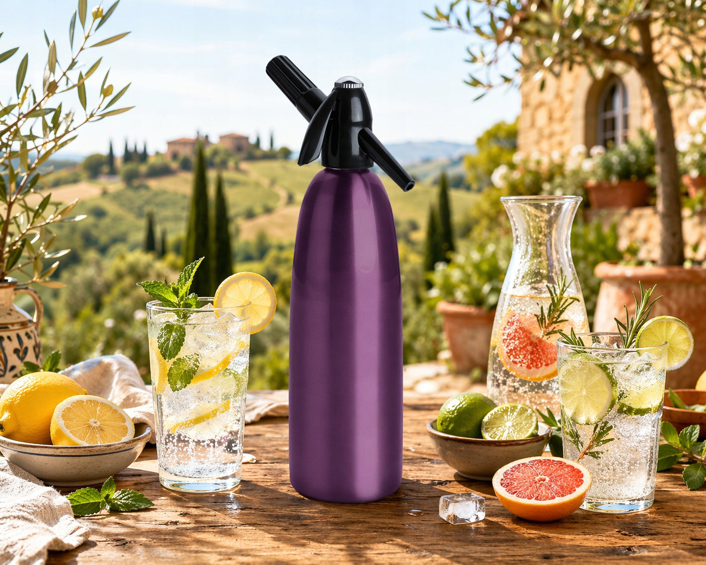 Saturator for sparkling water 1L QUICK SODA ART SA-01 H Home Siphon Violet Packaging status original