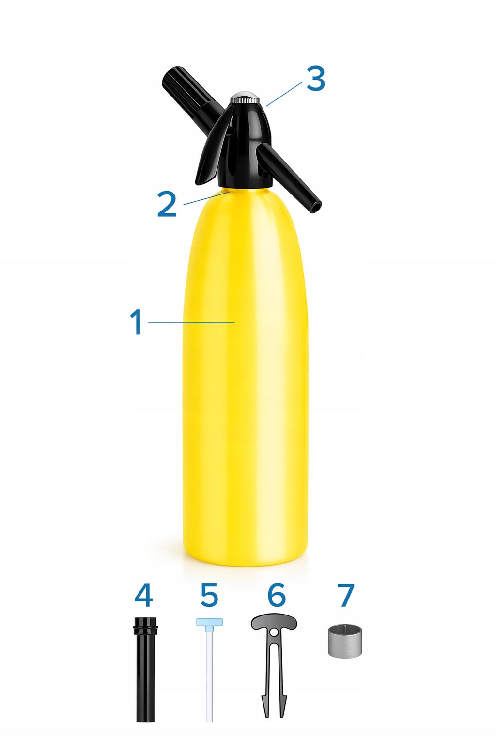 Saturator for sparkling water 1L QUICK SODA ART SA-01 J Home Siphon Yellow Certificates of conformity CE