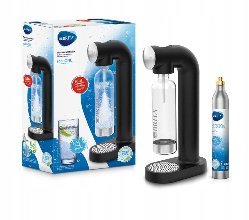 Saturator for sparkling water BRITA sodaONE black with CO2 cylinder and bottle Brand Brita