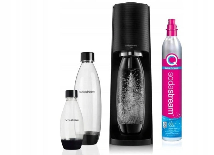 Saturator for sparkling water SodaStream Terra black + 3 bottles + gas Certificates of conformity CE