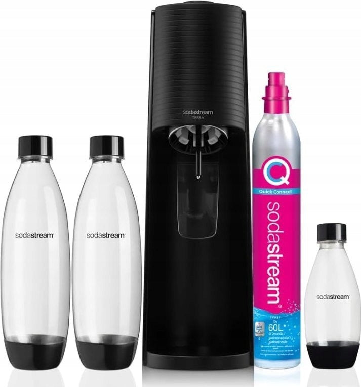 Saturator for sparkling water SodaStream Terra black + 3 bottles + gas Manufacturer code 7290113769021