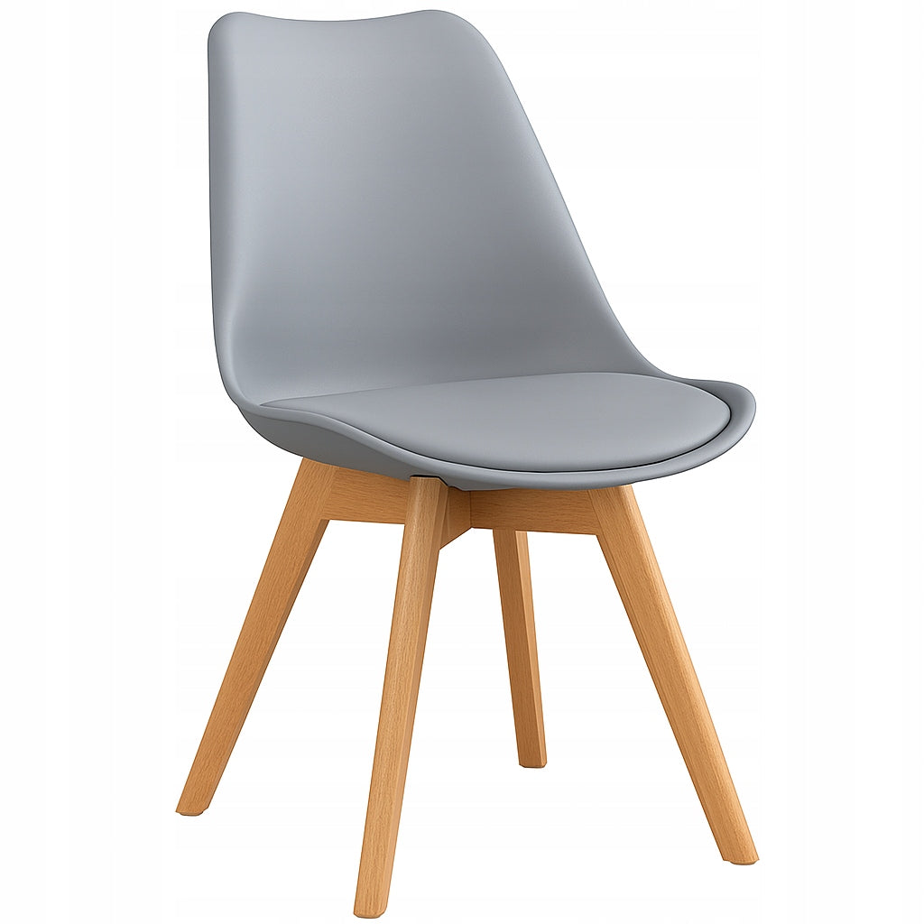Scandinavian Grey Chair With Cushion Beech Legs For Cafe Living Room D01