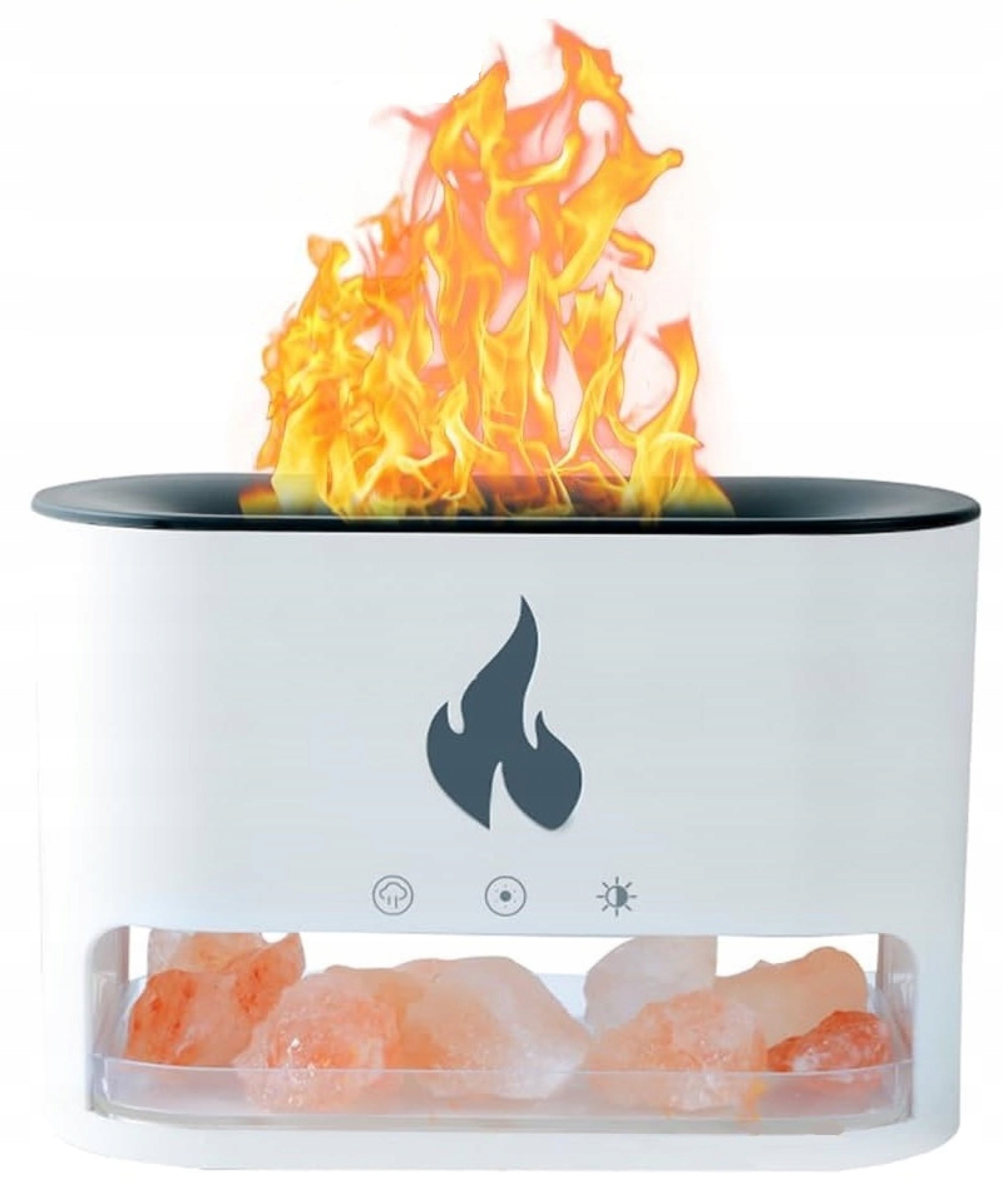 Scent diffuser humidifier with sola LED imitates fire burning salt
