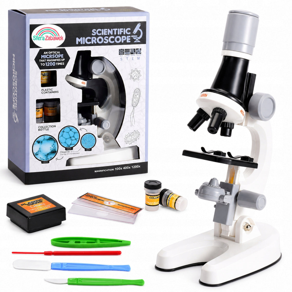 Scientific Microscope for Children Educational Set 1200x Accessories Gift STE