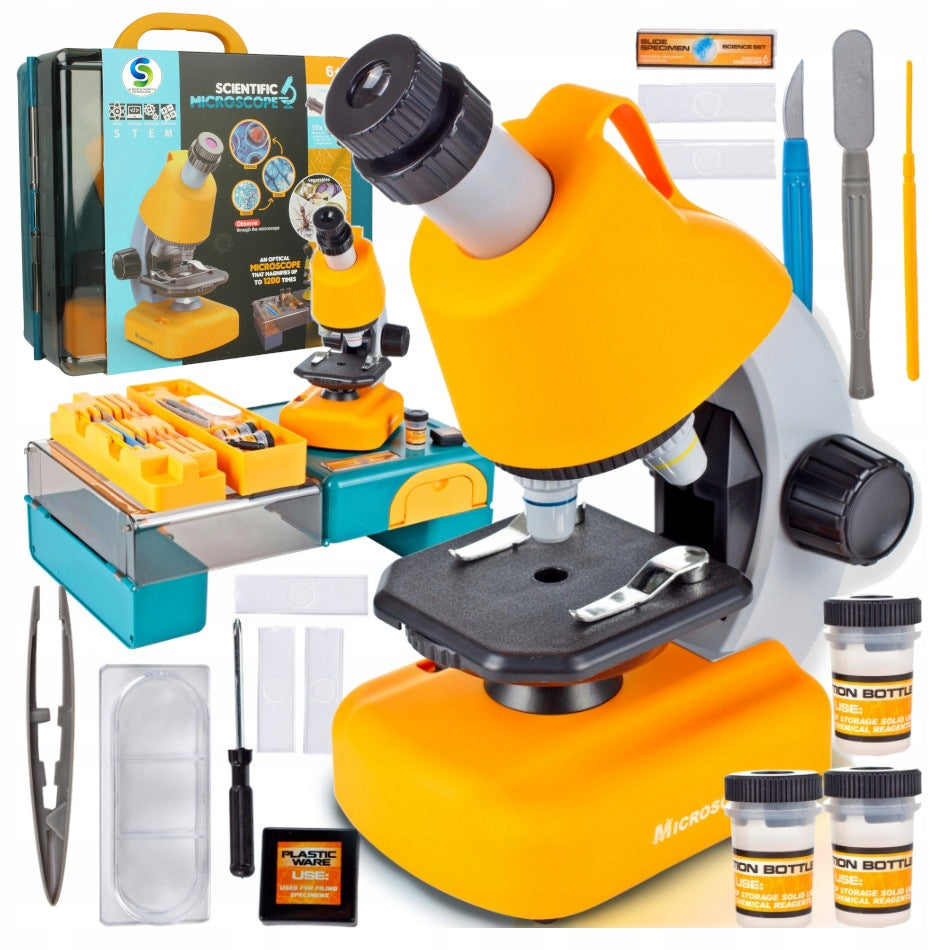 Scientific Microscope for Children School Set 1200x Educational Gift 6+