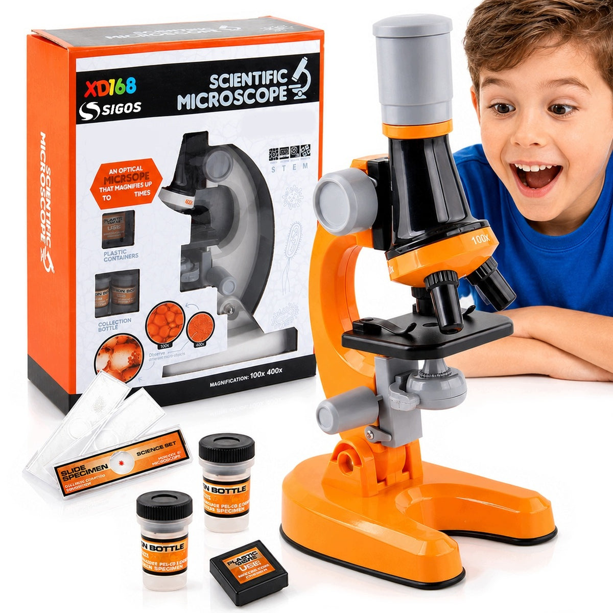 Scientific Microscope for Children School Set of PREPARATIONS magnification 400X