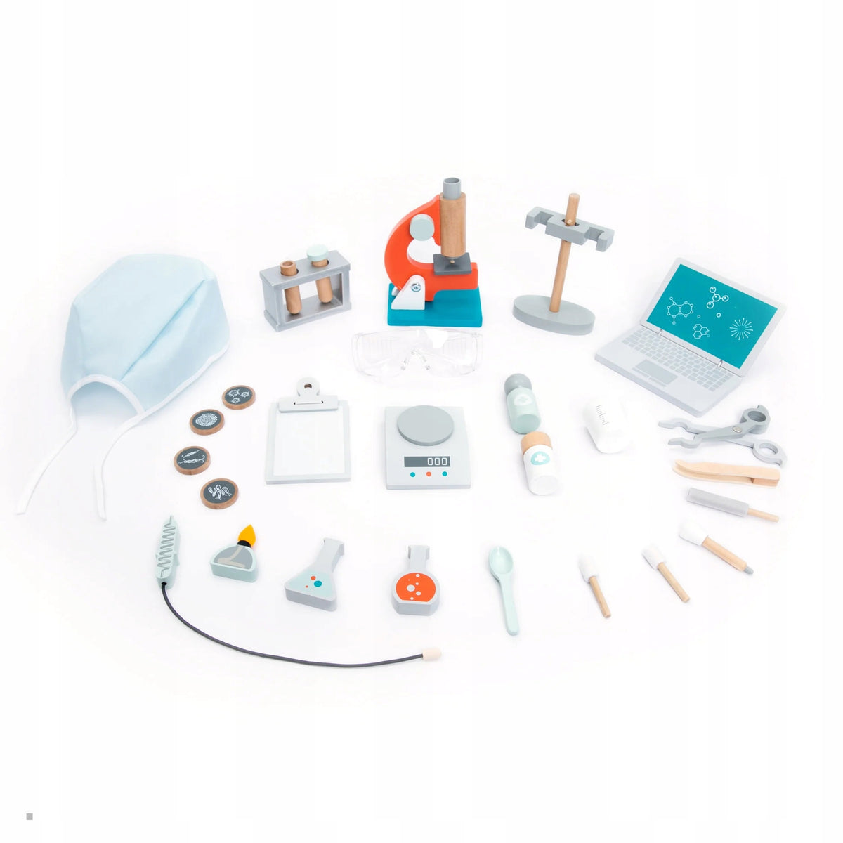 Scientific set for children wooden laboratory chemist microscope UMU Manufacturer code 1319