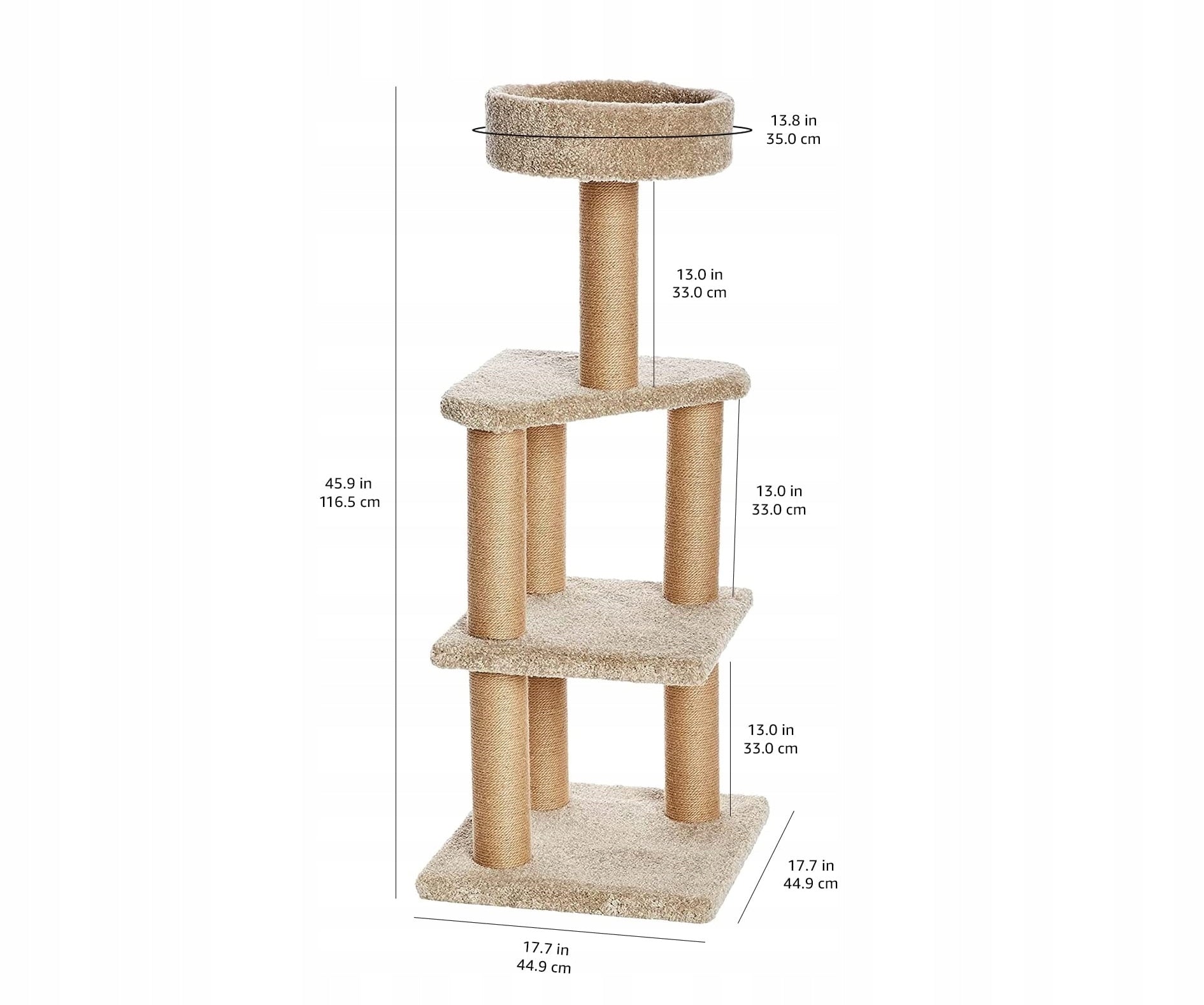 Scratcher, bed, scratching post Amazon Basics 116,5 cm Product weight with unit packaging 11.8 kg