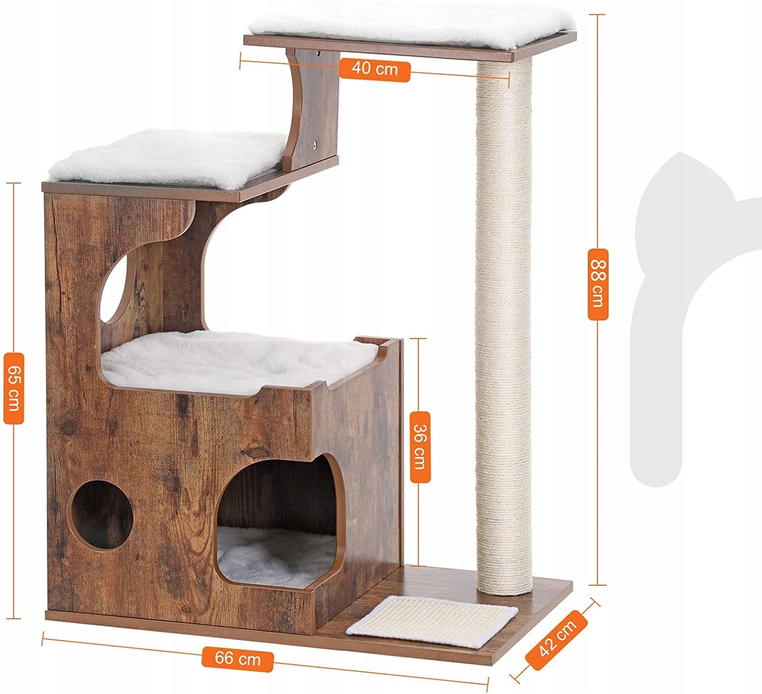Scratcher cat bed 3 levels VINTAGE brown and white Number of levels 3