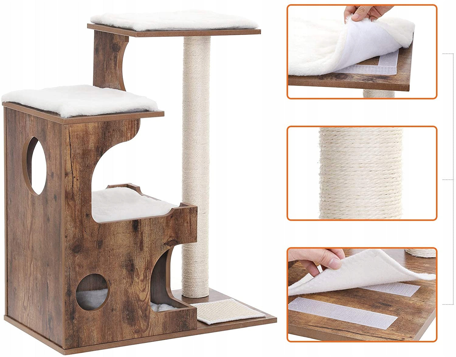 Scratcher cat bed 3 levels VINTAGE brown and white Trade name SGM-PCT70HW