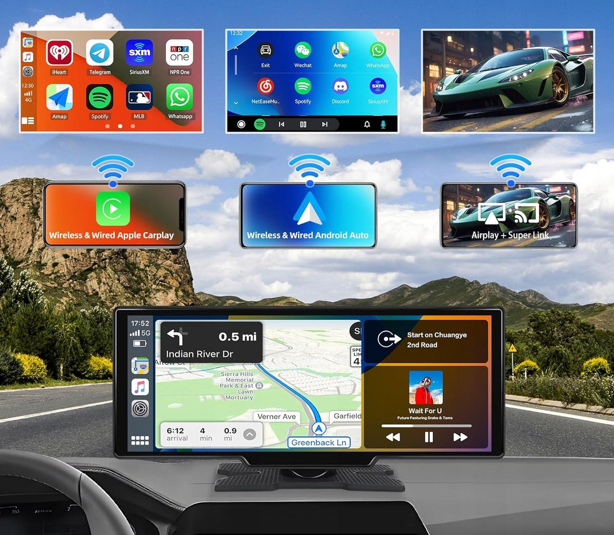 Screen Android 10,26" CarPlay Android Auto AUX AV-IN TF Manufacturer code stereo z 10,26