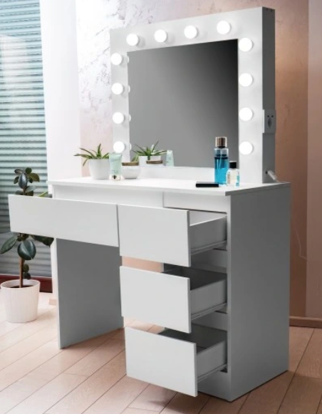 Kosmetinis staliukas su kėdute, Fluxar home, DR-1015, baltas