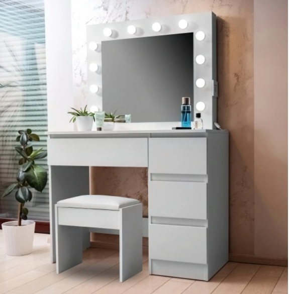 Kosmetinis staliukas su kėdute, Fluxar home, DR-1015, baltas