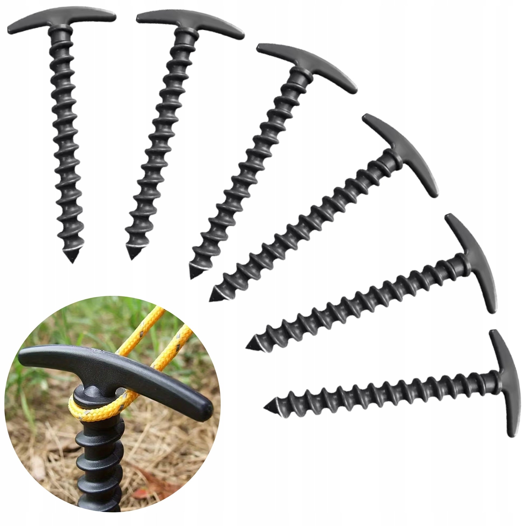 Screw-In Anchors for Tent Herrings for Tent Pins 6pcs