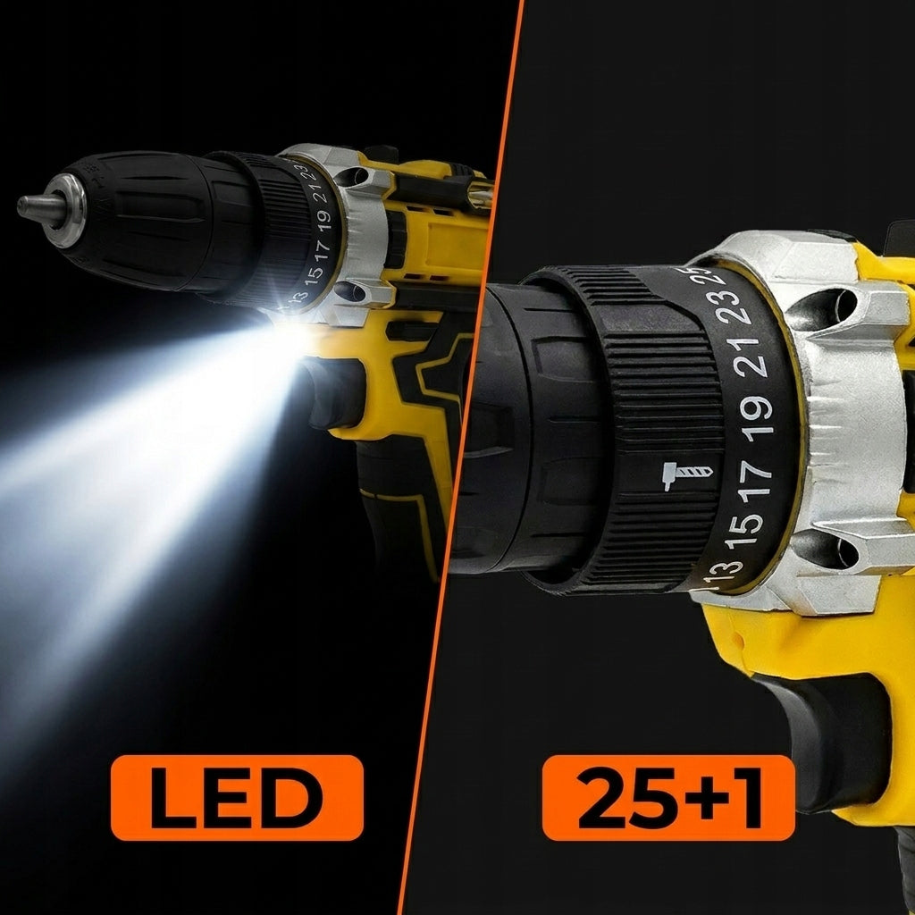 Screwdriver Cordless DRILL 21,6V YELLOW Suitcase + 2x AKU 21V Strong Brand PD