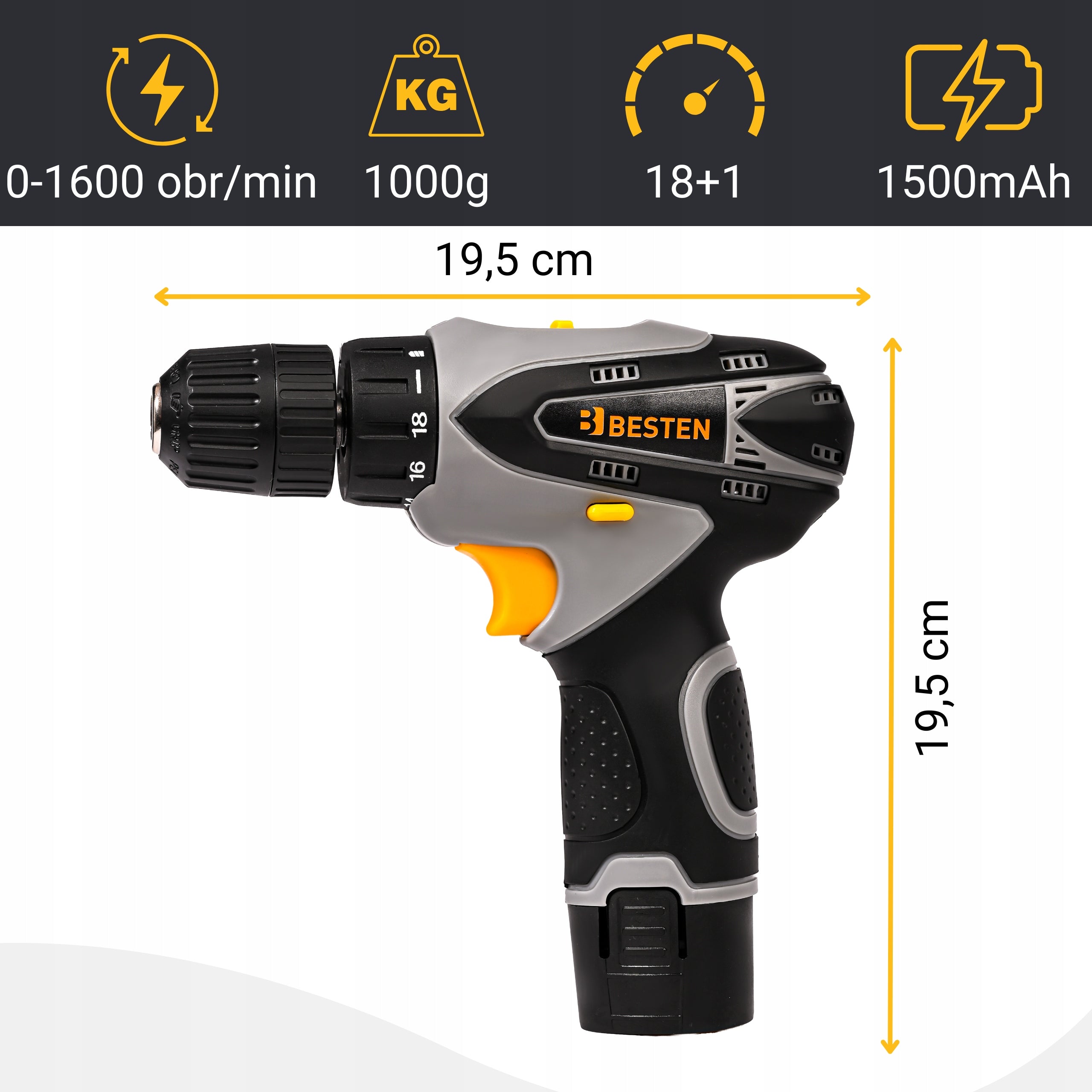 Screwdriver Cordless Drill 2xAku 1,5Ah 12V Case Set Packaging status original