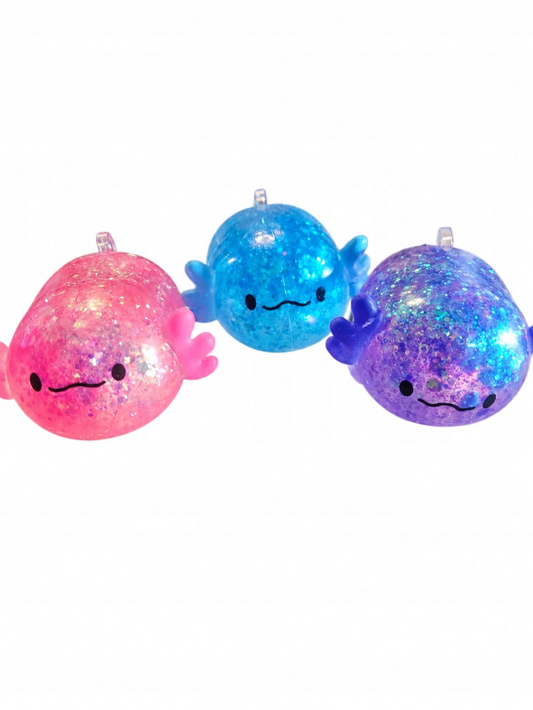 Scrunchems Mini Candy Aksolotle Squishies Glitter 3 Pack Set Brand For Fun