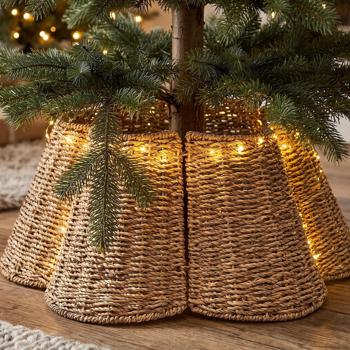 Seagrass Christmas tree cover 72 cm natural flower for Christmas tree 240 cm Brand Kaemingk