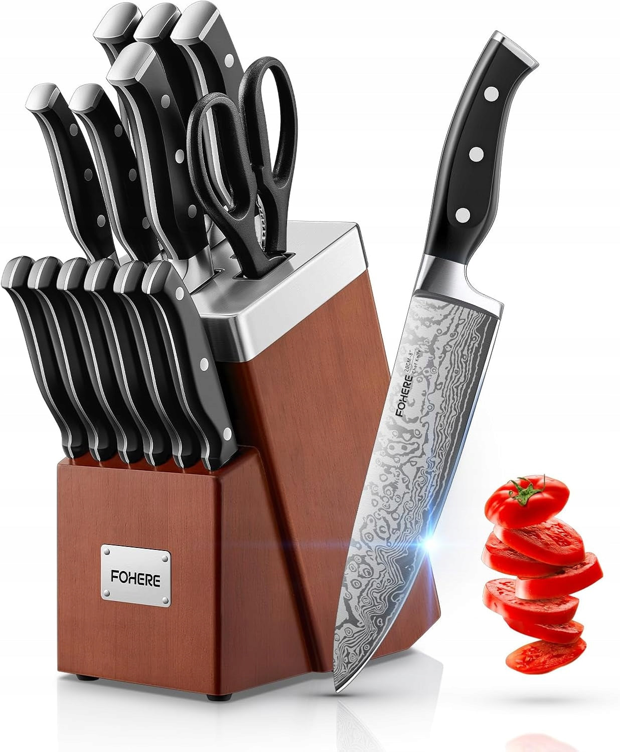Self Sharpening Kitchen Knife Set Forged Amazing Sharpness Block
