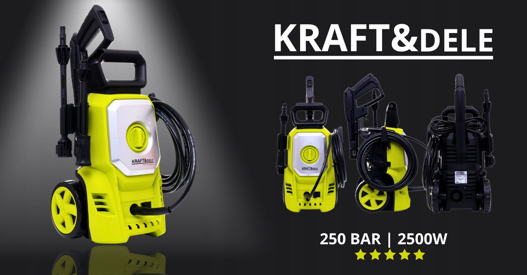 Self Suction Pressure Washer 250 BAR Powerful Pump 2500W Brush Set Brand no brand