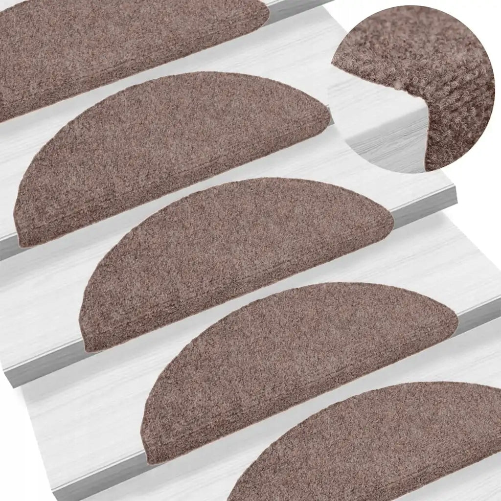 Self-adhesive stair mats 15 pcs 56x17x3 cm light brown semicircular Brand VidaXL