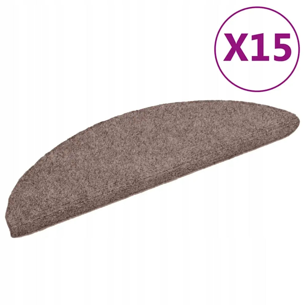 Self-adhesive stair mats 15 pcs 56x17x3 cm light brown semicircular