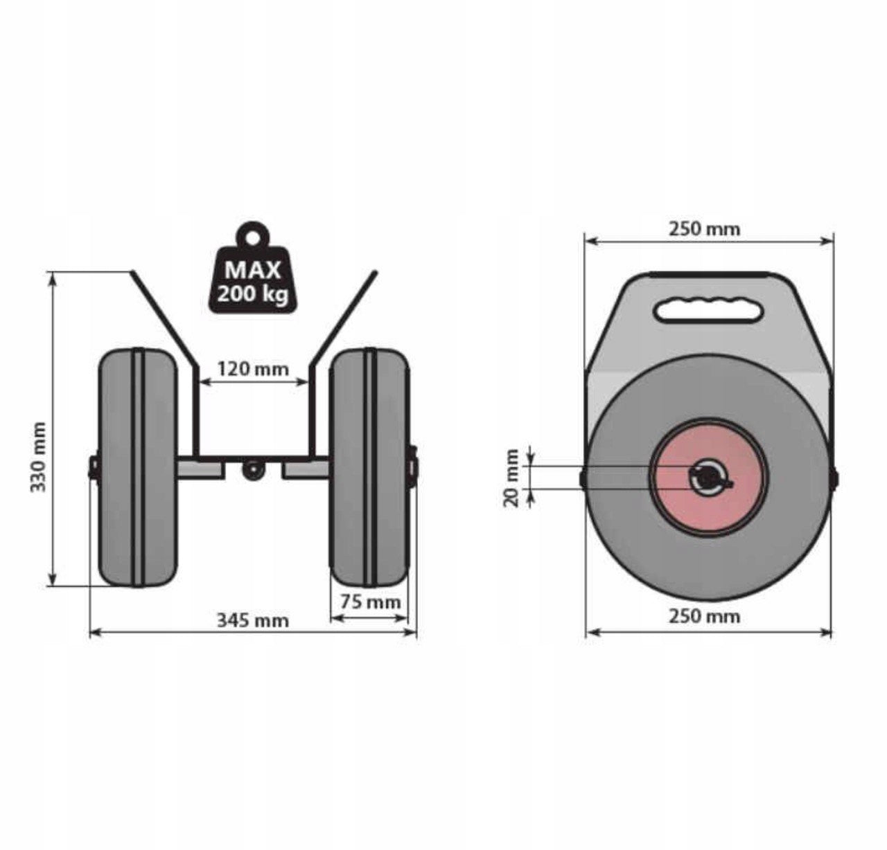 Self-clamping Window Door Plate Transport Trolley 200 kg EasyRoller ER 200 Manufacturer code ER-200