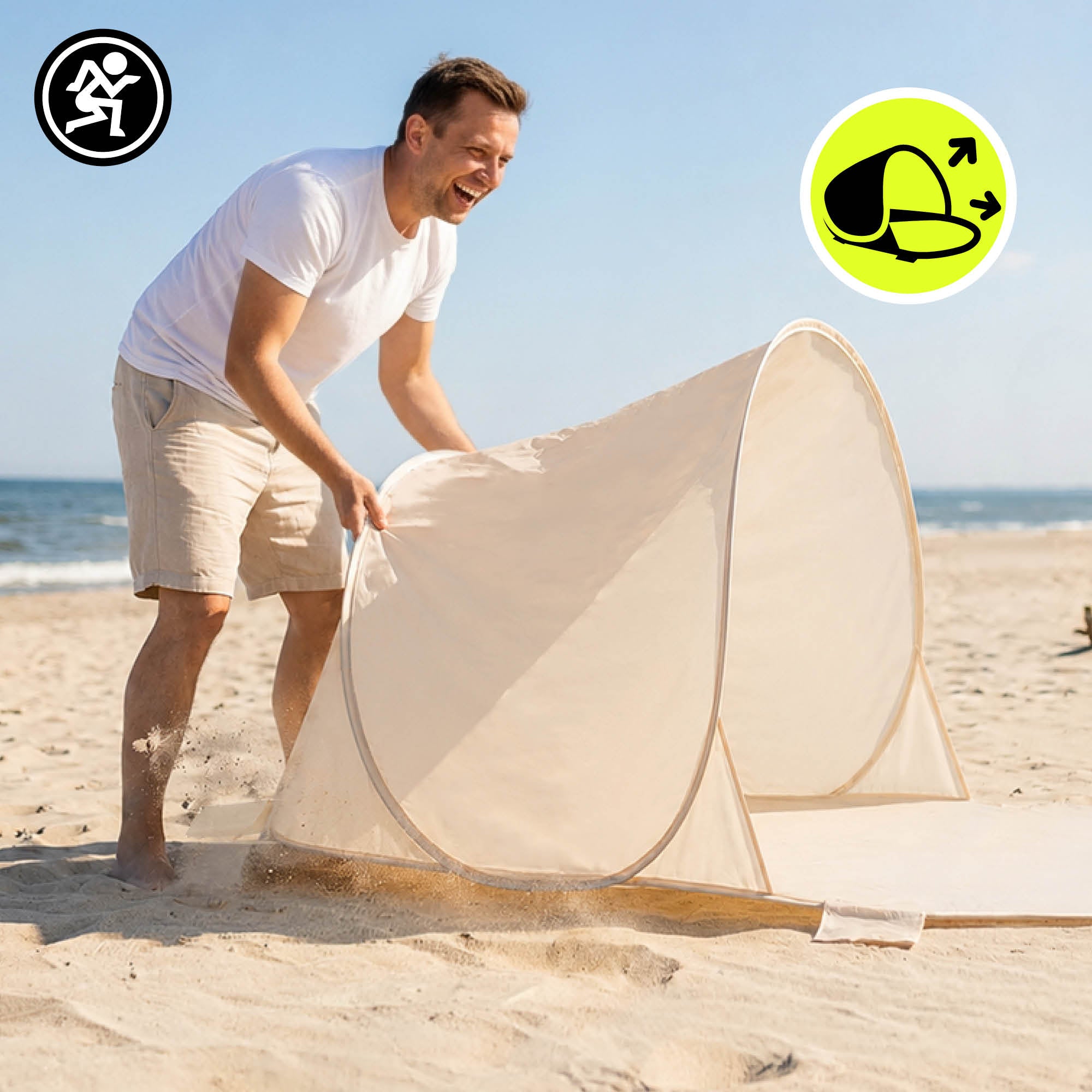 Self-folding beach tent 200x130x90 cm beige HyperMotion Manufacturer code HYP113 BEACH TENT B