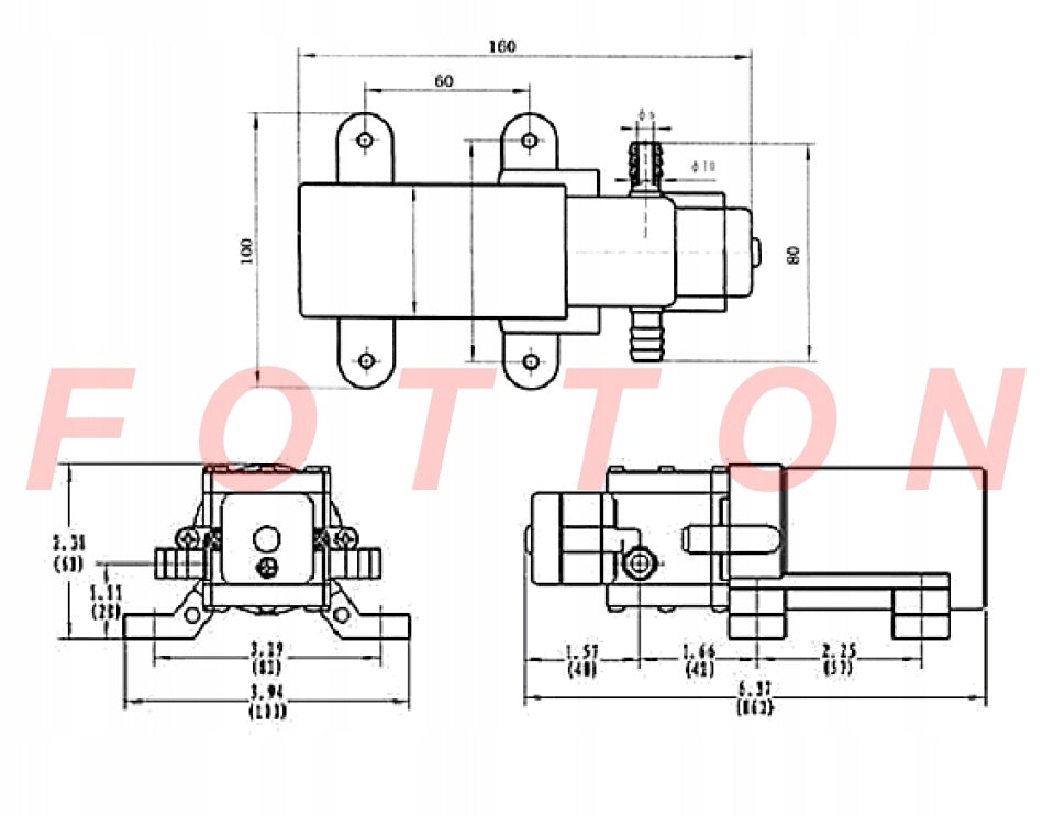 Self-priming Pressure Pump FOTTON FTL-223 WCH 2x1/4" 12V DC Manufacturer code 223-2x1/4WCH