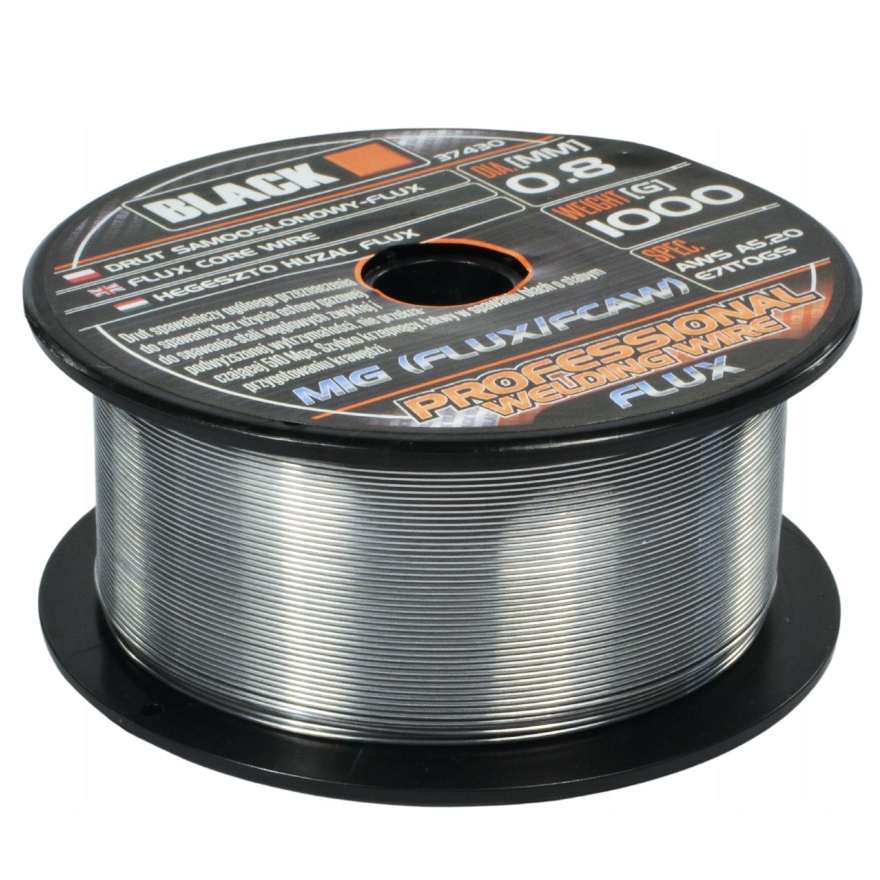 Self-shielding core welding wire FLUX 0,8mm 1kg 1000g 1kg FCAW BLACK Brand Black