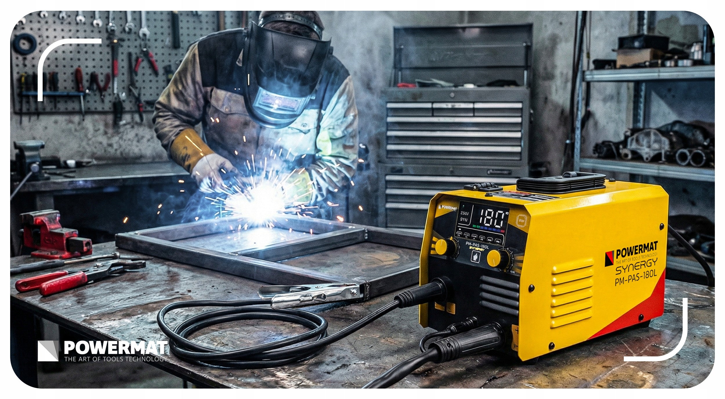 Semi-automatic MMA welding machine, TIG Powermat 15-180 A 230 V Manufacturer code PM1545