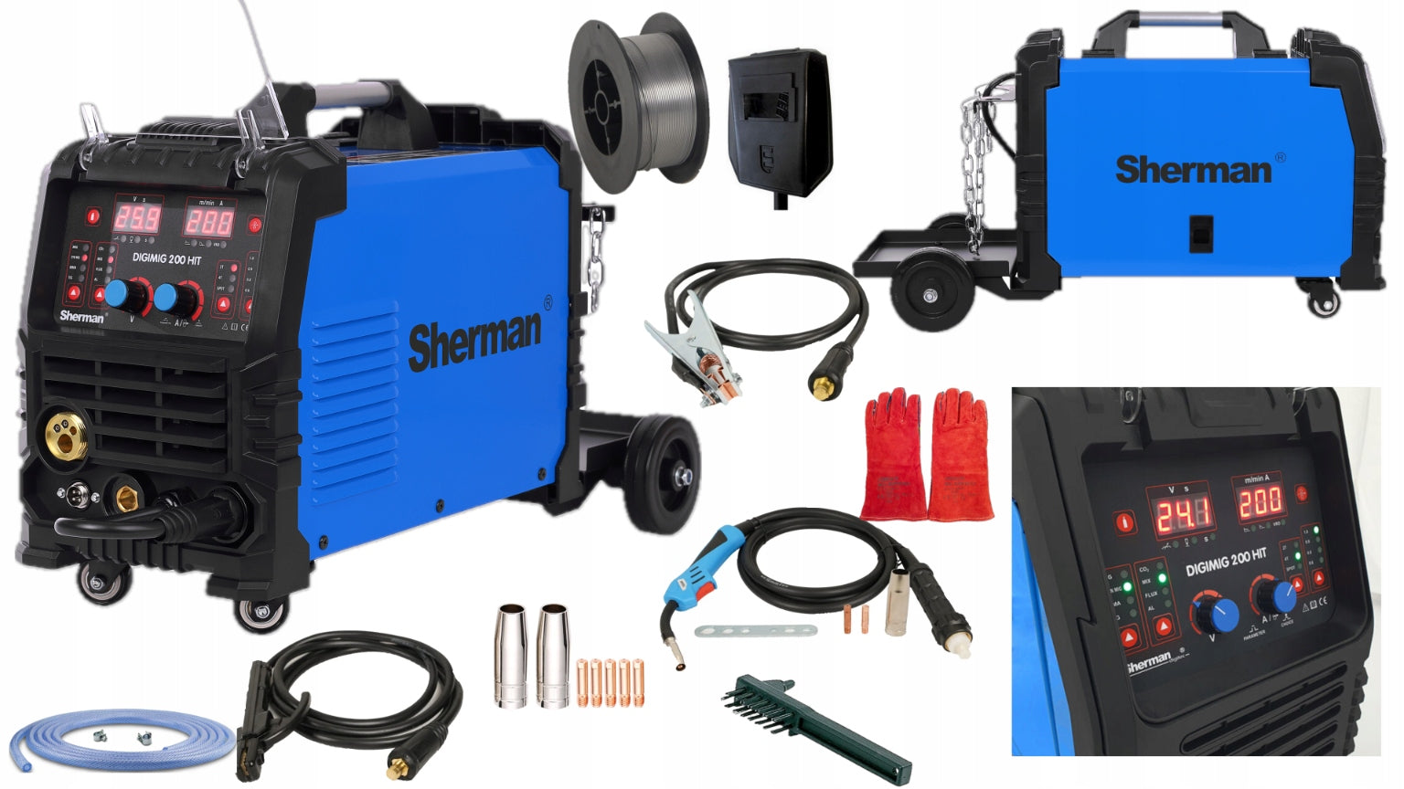 Semi-automatic welder Migomat Sherman DIGIMIG 200 HIT chassis synergy FLUX