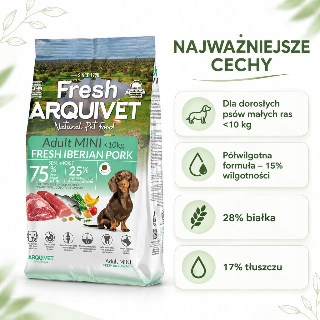 Semi-moist dog food ARQUIVET Fresh Mini Iberian Pork 2,5kg Manufacturer code Karma dla Maltańczyka Yorka Małe Rasy