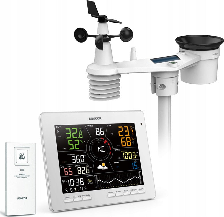 Sencor SWS16600 WiFi Professional Weather Station 7.8'LCD 7in1 Weathercloud