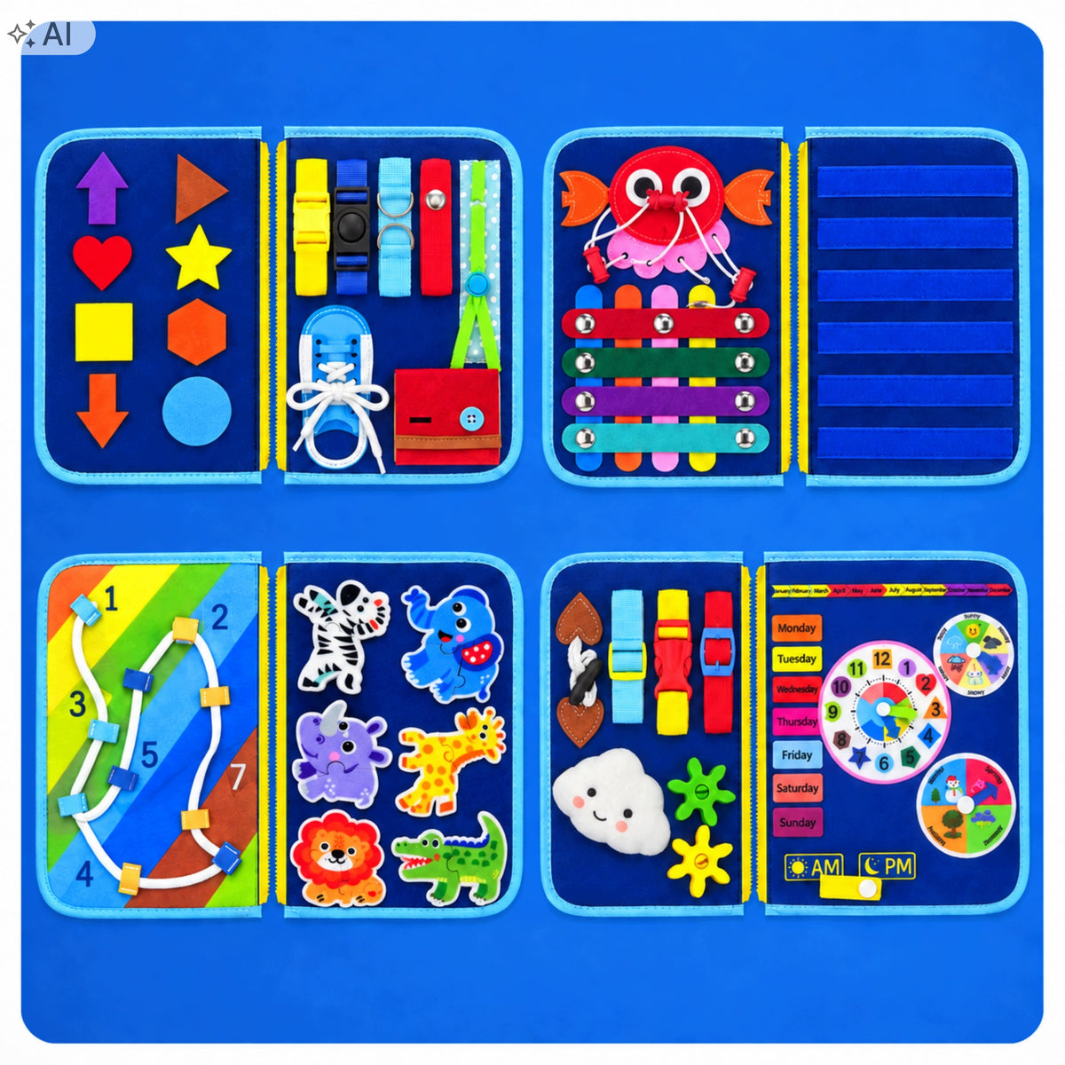 Sensory Book Montessori Manipulation Board Educational Children Packaging status original