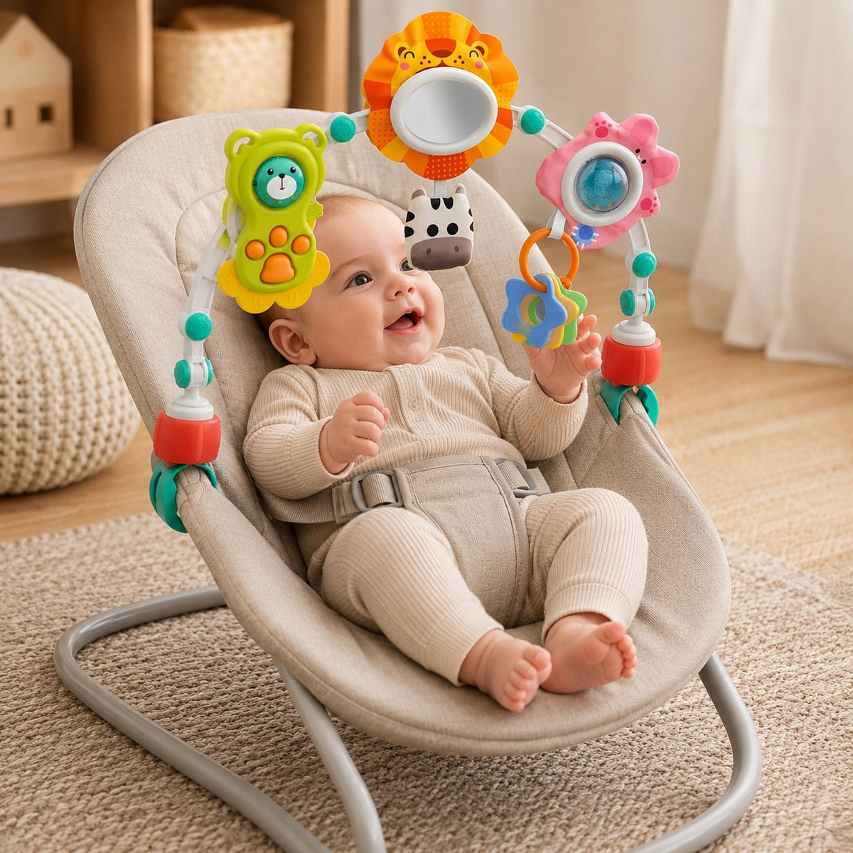 Sensory Bow Headband Cots Stroller Animals Lion Bear WOOPIE BABY Packaging status original
