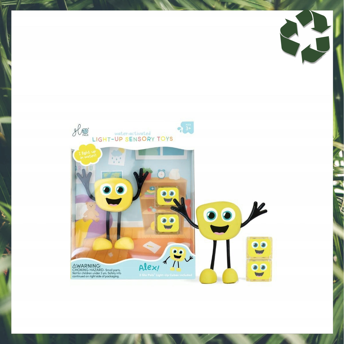 Sensory Glowing Bath Toy ALEX, Glo Pals + 2 Costs Color yellow