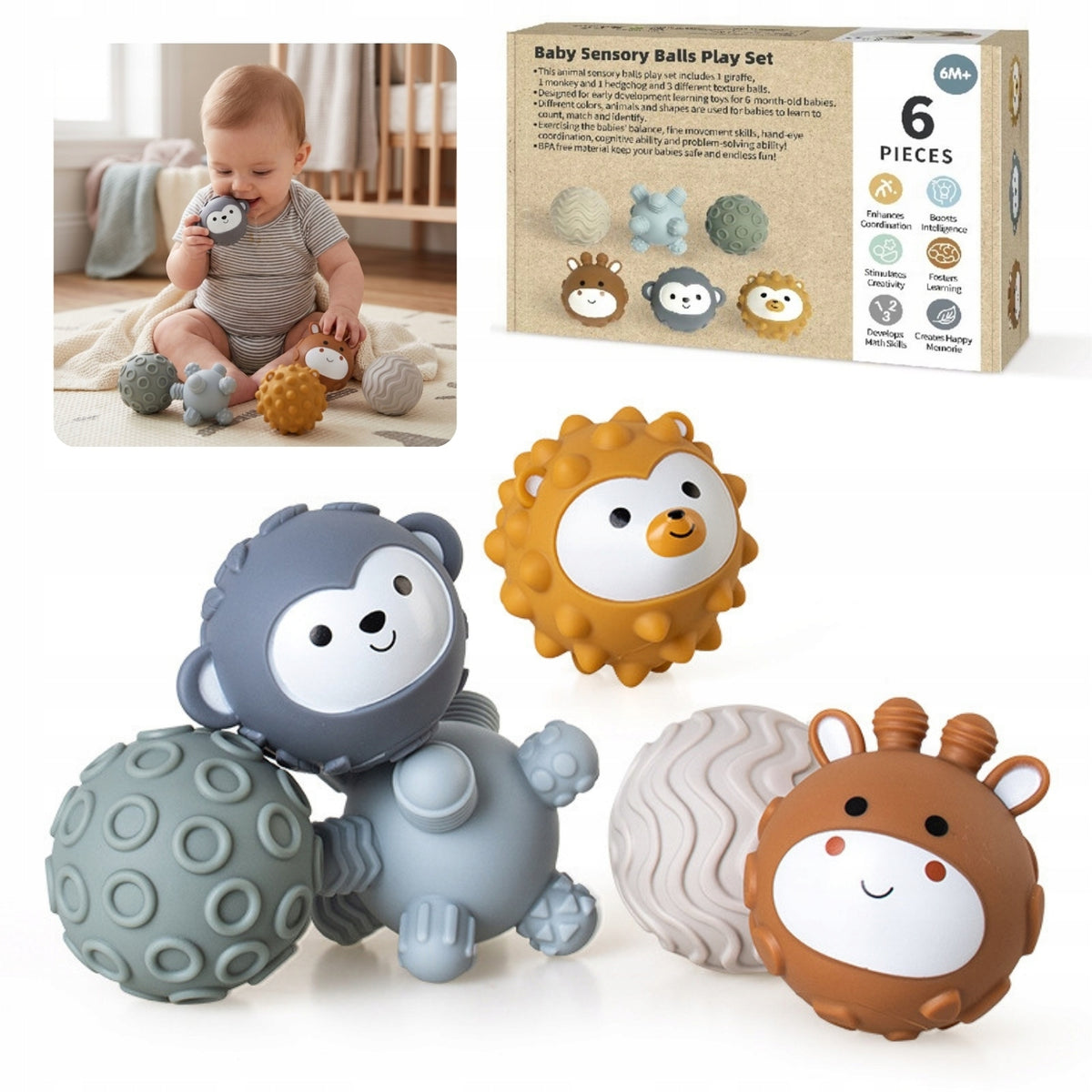 Sensory Infant Balls Toy for Kids Set of 6 Pcs 6M+