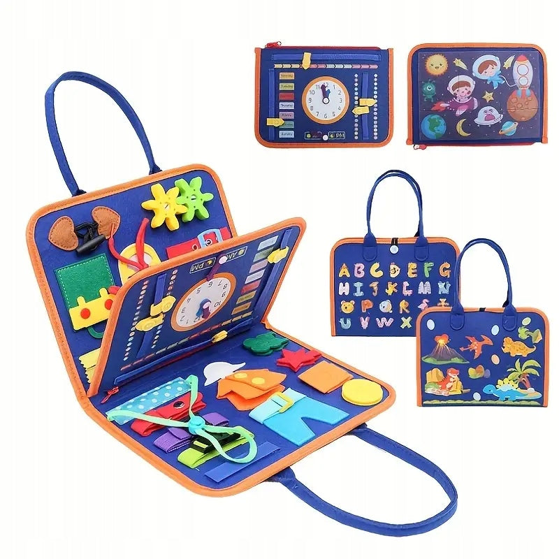 Sensory Manipulation Board With Clock Montessori Learning Suitcase