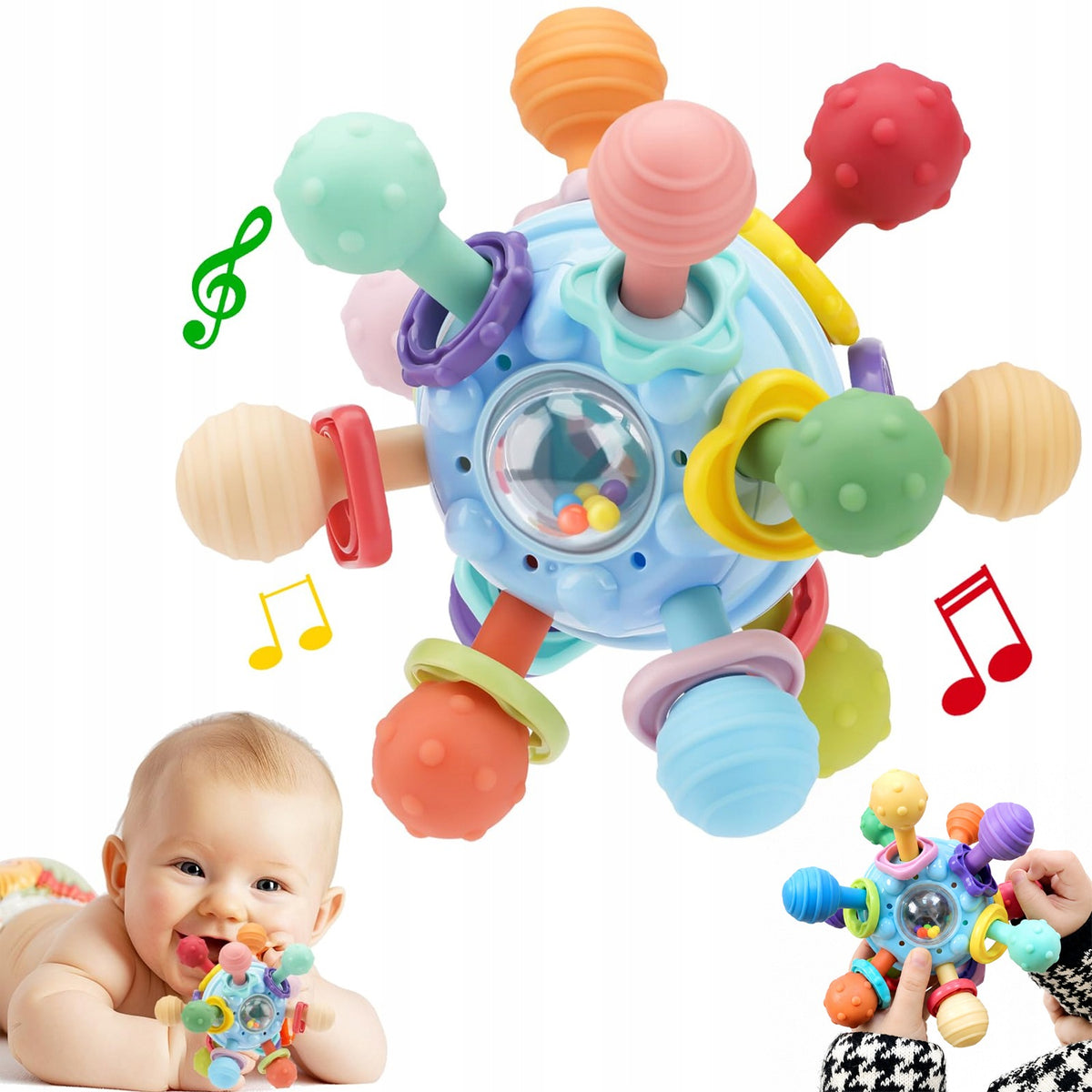 Sensory Teether and Montessori Rattle – Anti-Stress Toy for Kids