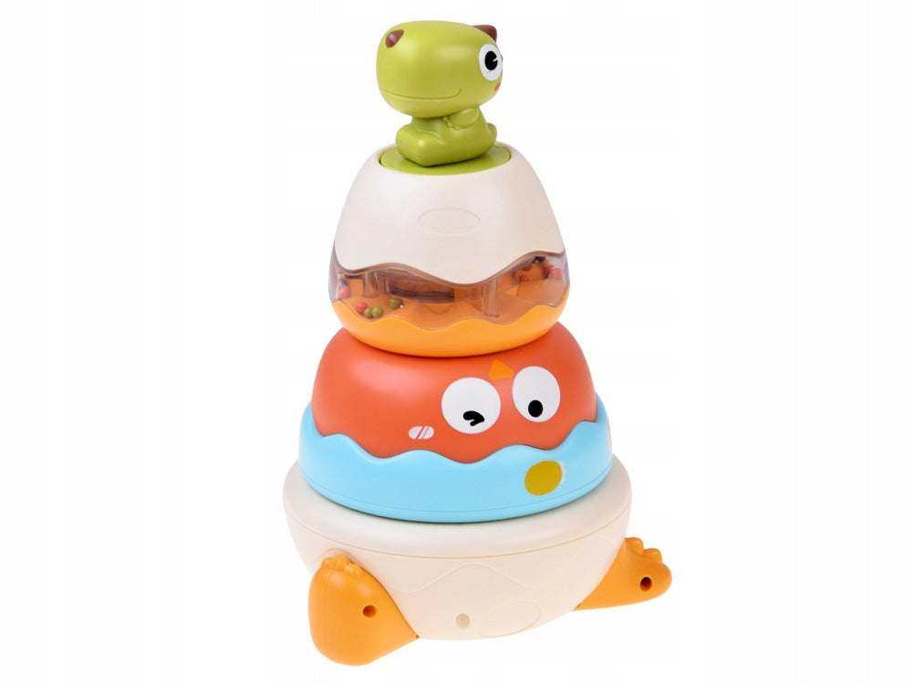 Sensory Tower PYRAMID DINO Puzzle Rattle for Baby Kids Packaging status original
