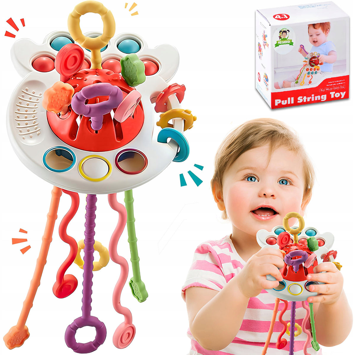 Sensory Toy Pop It MONTESSORI Baby Teether 4in1 ANTI-STRESS Color multicolor