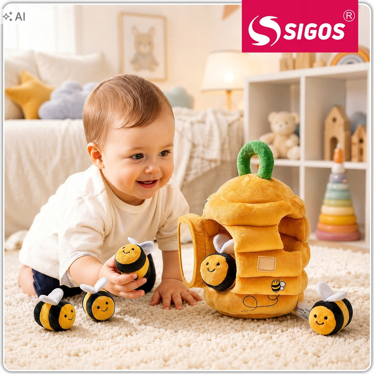 Sensory Toy for Infants Plush Ul Bees 6m+ Educational Packaging status original