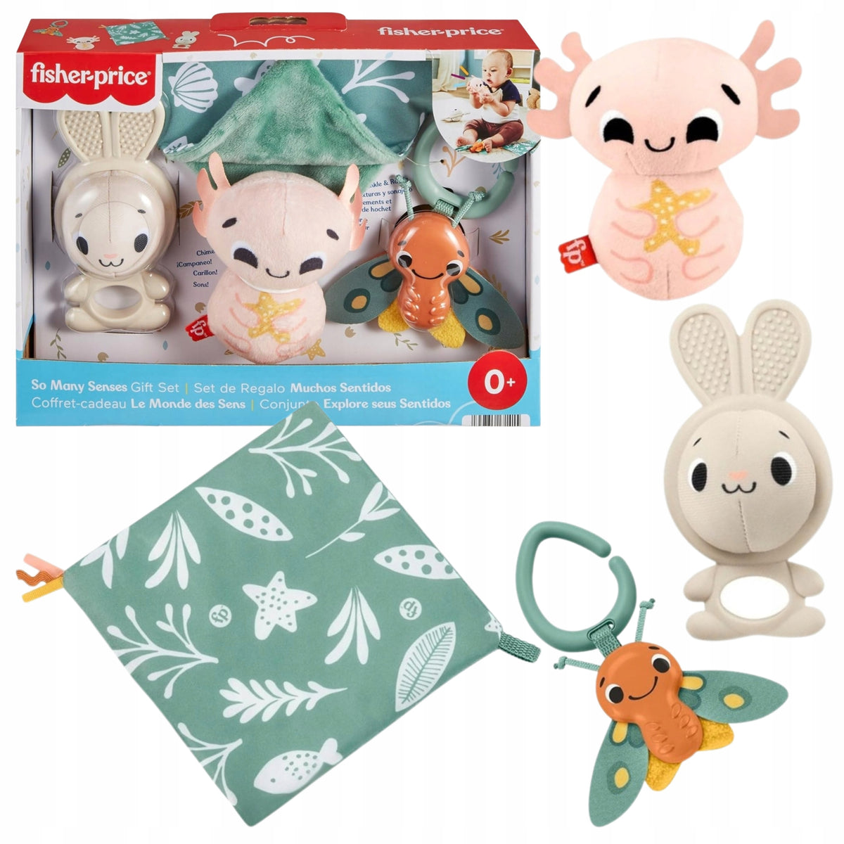 Sensory Toys TEETHER RATTLE Gift Set for Newborn 0m+