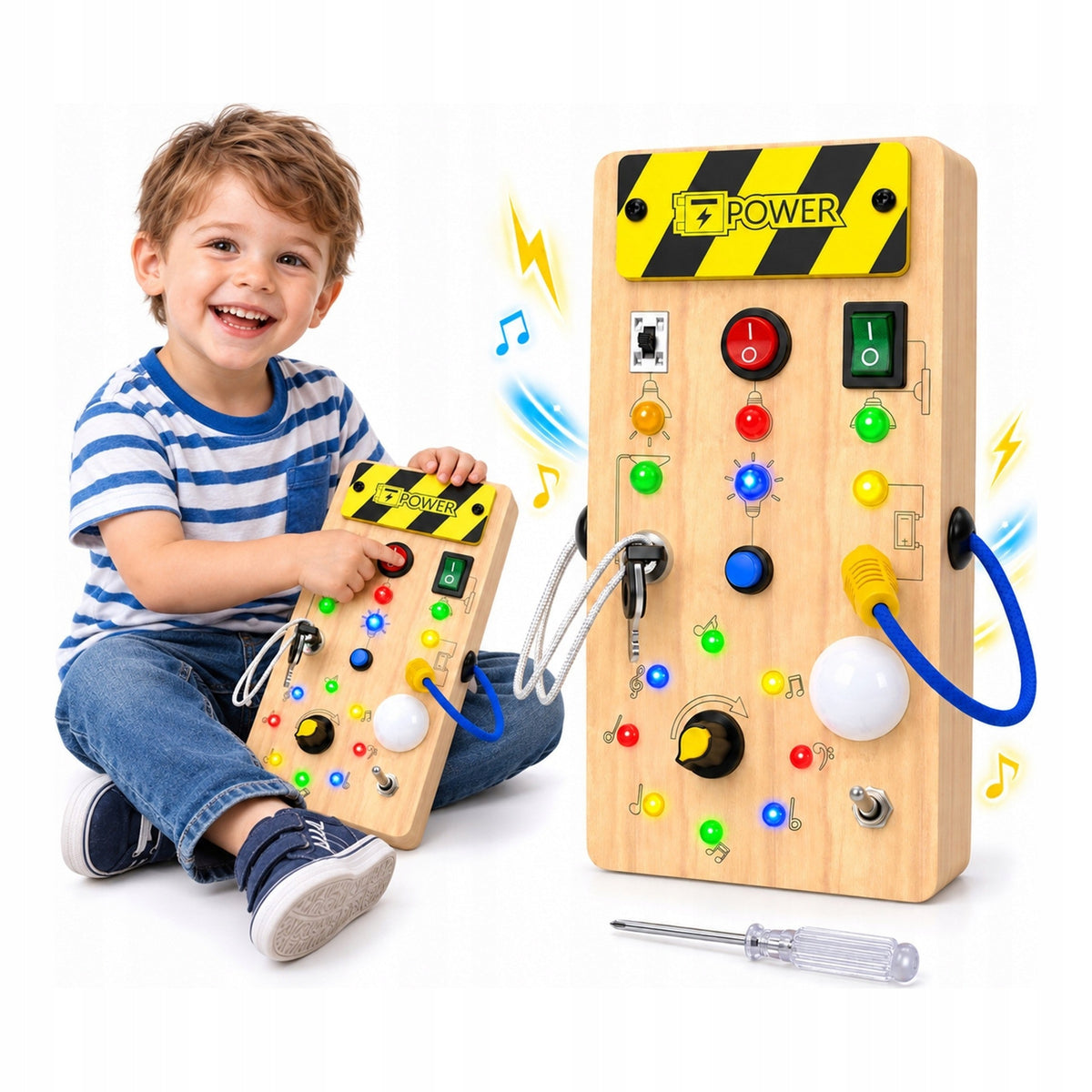 Sensory manipulation board LED Montessori switches LaCreativa