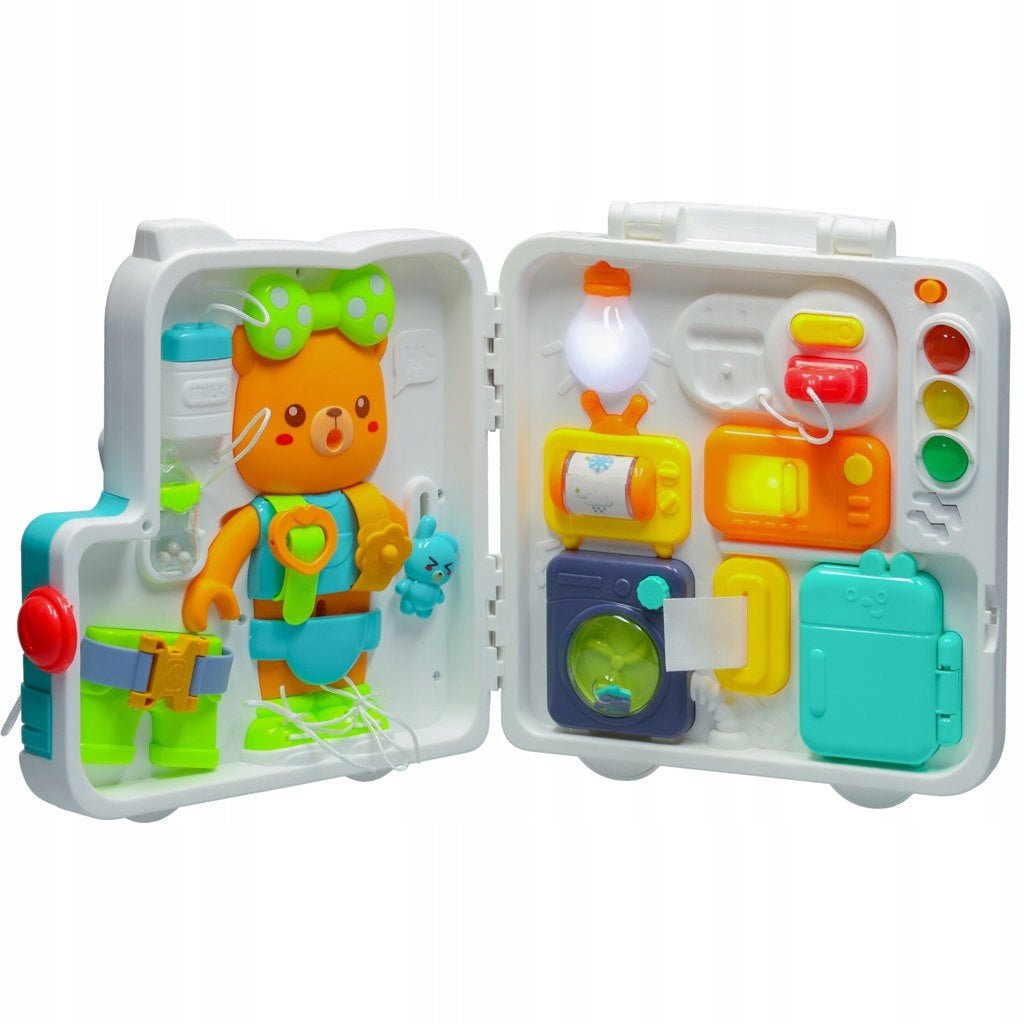 Sensory manipulation board Montessori suitcase knob bear XXL Brand Ikonka